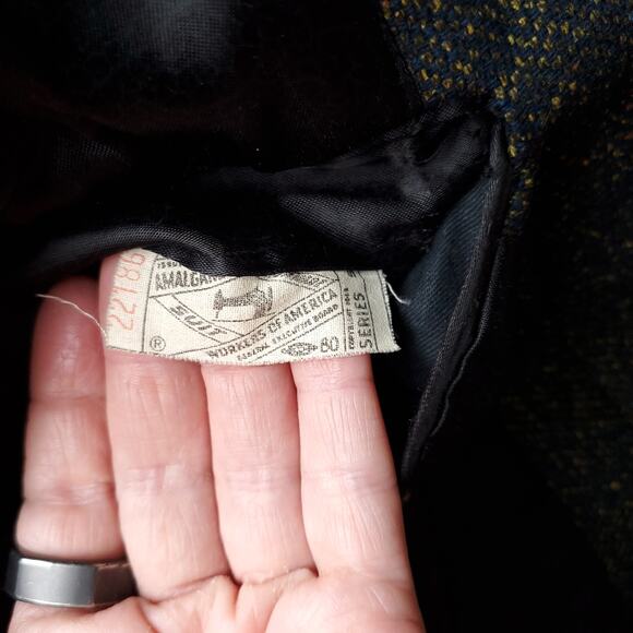 Vintage Leavitt Green Wool Long Trench Coat Overcoat  52" chest x 39.5" length - Picture 16 of 16